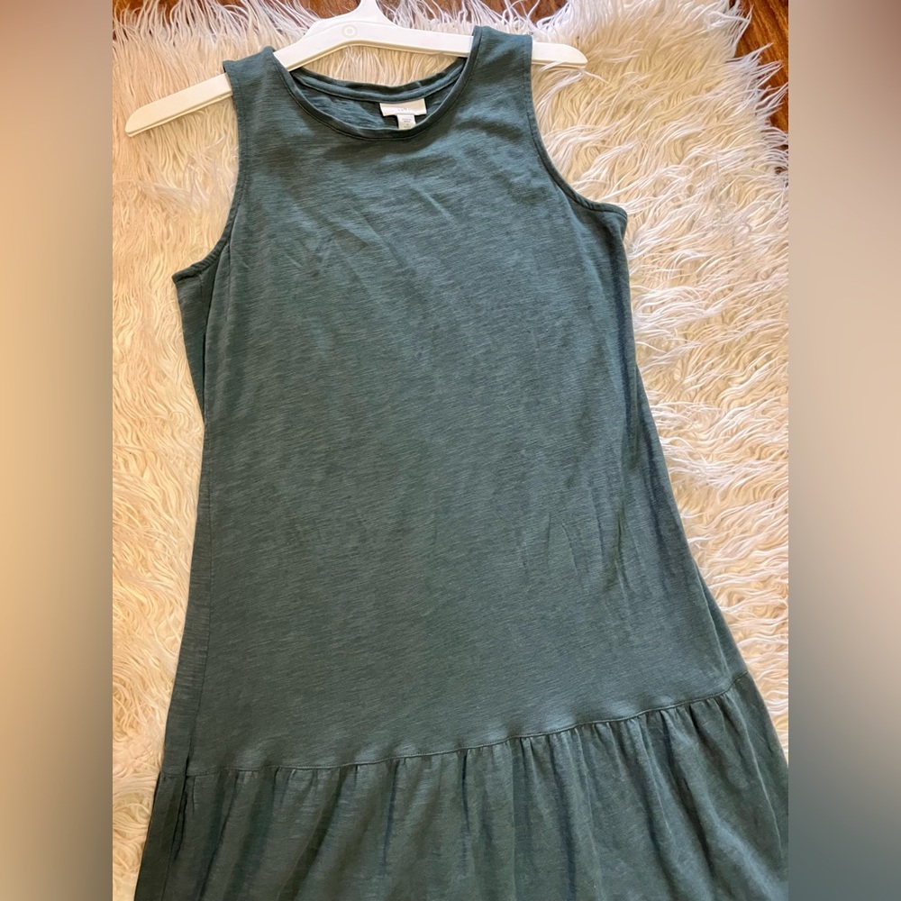 J. Jill Fatigue Green Tiered Sleeveless Midi Maxi Dress Womens size small petite - Picture 2 of 11